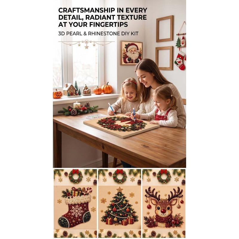 Christmas Pearl and Diamond Santa Claus Children's Set: Reindeer Pearl and Diamond DIY Diamond Painting Craft