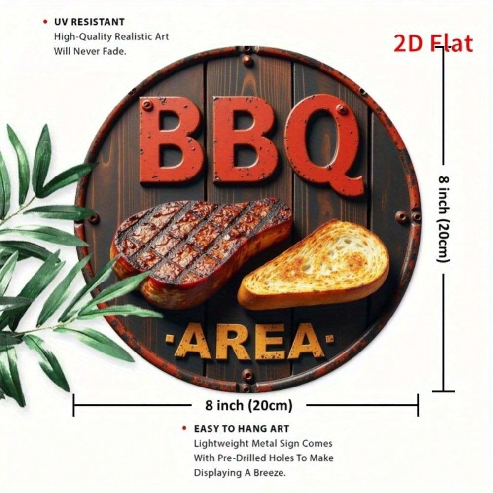 Vintage Metal BBQ Sign Rustic Wall Decor Grilling Kitchen Garden Garage