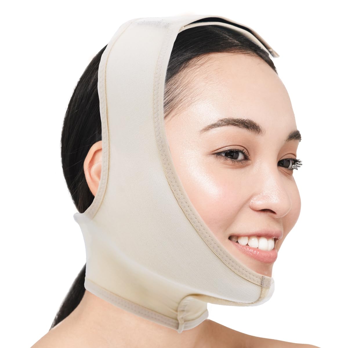 

Компрессионный бандаж для лица для подбородка и щек, используемый в косметологических клиниках, компрессионный дизайн [LipoSup] бандаж, специфичный для липосакции, клиники, 10 000 бежевый