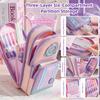 Six Layers Twelve Pockets Pencil Case Backpack Shape Stationery Organizer Pen Box  Students
