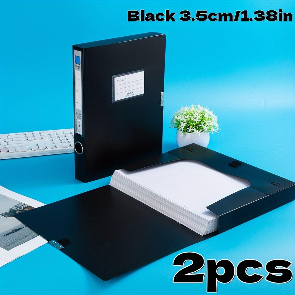 Set of 2 Thick A4 Plastic File Boxes for Storing Personnel And Financial Documents