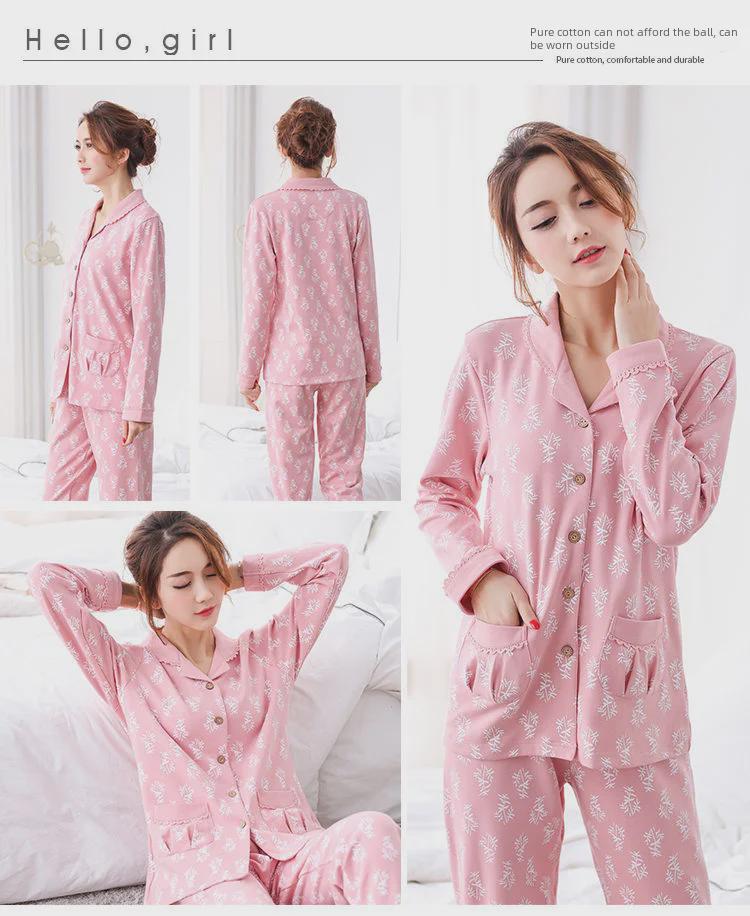 Pyjama à manches longues pour femme grande taille: 100 % coton pour le printemps, l'automne, l'été, l'hiver et les vêtements de maternité