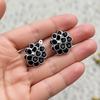 Black Awn Jewelry Black Jewelry Black Stone Flower Hoop Earrings