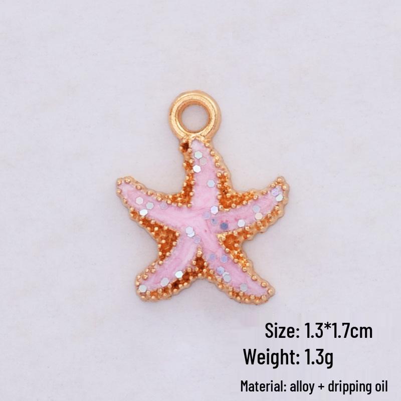 Korean Alloy Pearlescent Seashell & Starfish Pendant for DIY Jewelry Accessories