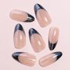 24pcs Stylish Artificial Nail French Stick ons Medium Almond Stick on Nail Full Cover Press on Nail Manicure Nail Art