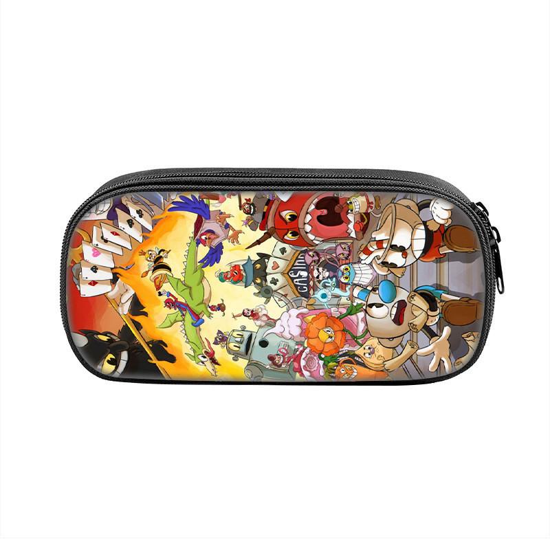 Cuphead Cartoon Pen Case Nylon Storage Pouch For Students And Kids