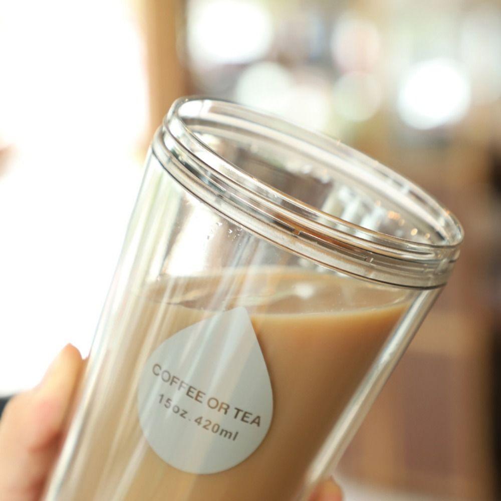 Transparent Iced Coffee Cups with Lids Water Cup gift Straw Bottle  Travel