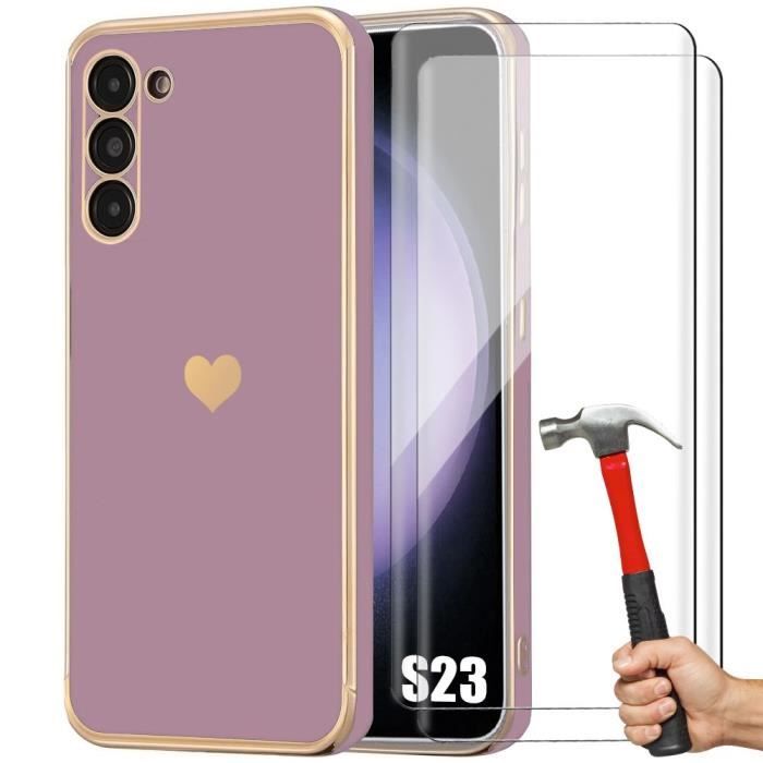 Case - Booling - for Samsung Galaxy S23 - Purple - Liquid Silicone - Shockproof Protection - 2 Tempered Glasses