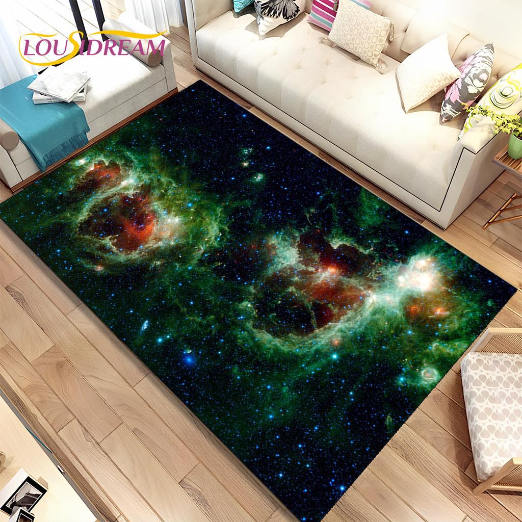 Galaxy Universe Space Stars Area Rug,Carpet Rug for Home Living Room Bedroom Sofa Doormat Decor,Kids Play Non-slip Floor Mat HD