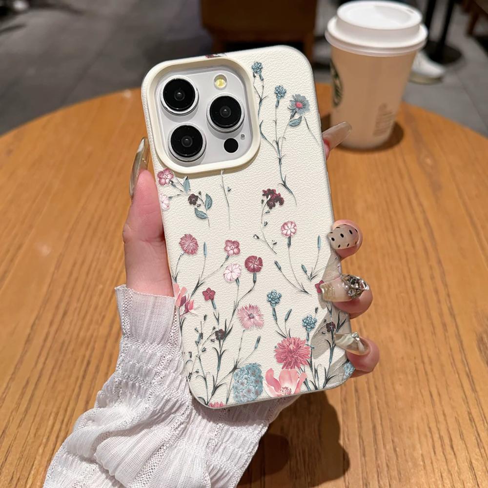 Romantic Flower Pattern Phone Case For Iphone 17 17E 16E 12 Pro Max 11 13 Plus 14 16 15 Transparent Daily Use Bumper Shell Coque