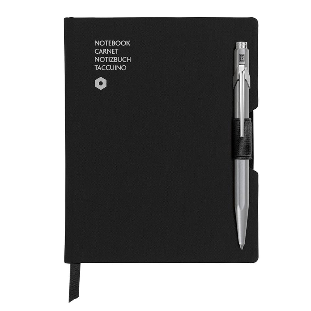 Caran Gift Set 849 Black A6 Notebook with Silver Ballpoint Official Import d'Ache NF8491-452 Pen,