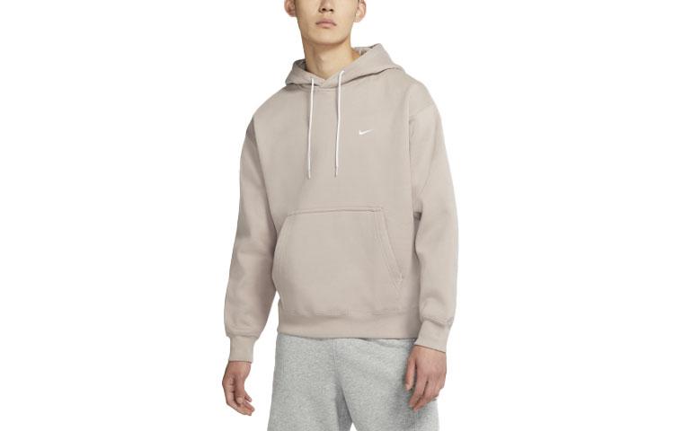 Nike Logo Embroidery Solid Color Thickened And Fleece Lined Hooded Pullover Sweatshirt Men s Malt Yellow DA0316-245 M