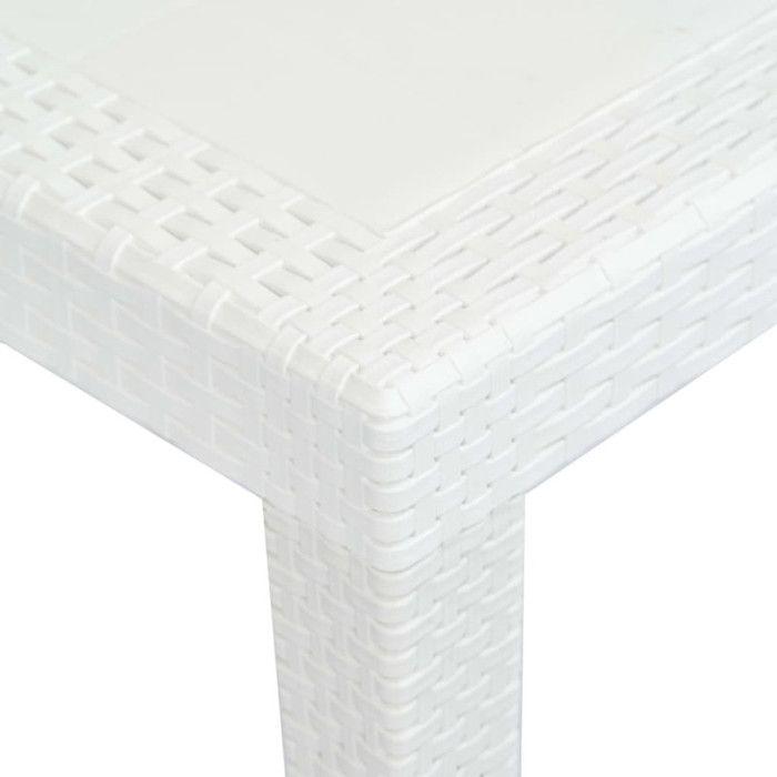 VidaXL Table de jardin Blanc 150x90x72 cm Plastique Aspect de rotin