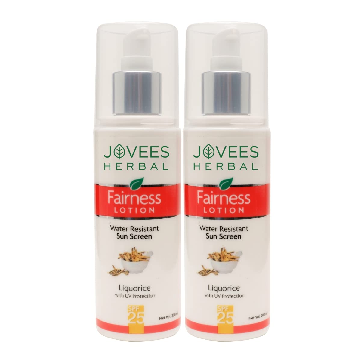 

Jovees Herbal Sunscreen Fairness SPF 25 Lotion for Oily Sensitive Skin 200 ML Pack of 2 Lightweight Non Greasy Quick Absorbing