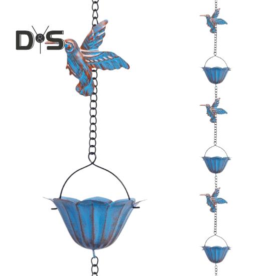 Catena Pluviale Colibrì 94,5" Appendi Acqua Piovana Campana Decorazione Esterna Catena Acqua Piovana Sostituzione Pluviale per Patio Cortile Grondaie
