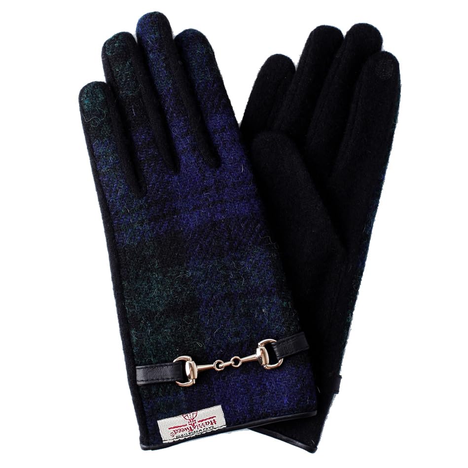 

Harris Tweed Smartphone Compatible Knit Bit Gloves [7th HEAVEN] Women s AY-19AA0485 (Green/Navy)