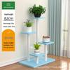 Multi-Layer Wrought Iron Flower Stand with Wheels: Movable Floor-Standing Rack for Living Room or Balcony