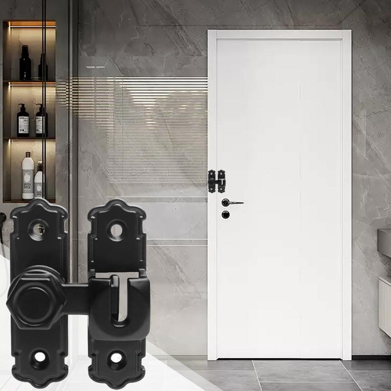 Screen Door Latch No-Drilling Privacy Safety Door Lock Latches Metal Safety Inside Locking Hardware For Bedroom Balcony Kitchen