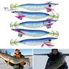 Squid Jig Hook 5Pcs Luminous Kit, Saltwater Glow Fishing Jigs, Bait Cuttlefish Sleeve Shrimp Lure with Feather, Outdoor Tackle Feather