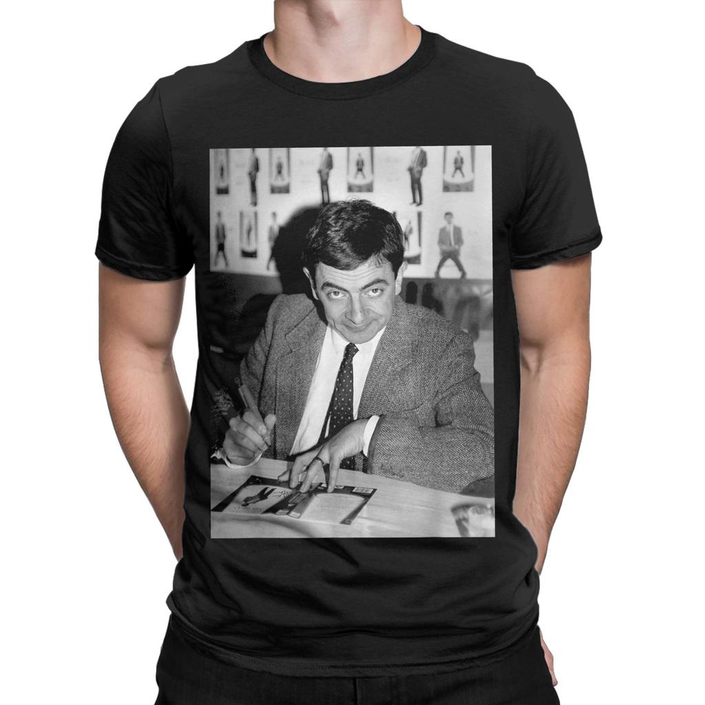 Mr Bean Rowan Atkinson Signing Autograph Session 1991 T Shirts for Men Cotton Casual T-Shirt Crewneck Tees Short Sleeve Clothes