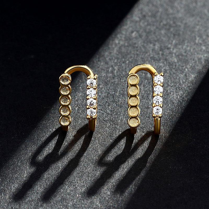 Korean Version of Fashion Temperament No Ear Holes, Double-line Diamond-encrusted Ear Clips