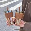 Tasse à café et à eau en verre isolant de haute qualité avec paille en bambou – Tasse de voyage portable et cadeau