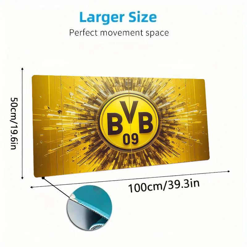 Borussia Dortmund2 Druck Kissen Rutschfest Laptop Tablet Großes Mauspadd XXL Matte Mini-PC Spielmatte Mit Verriegeltem Rand