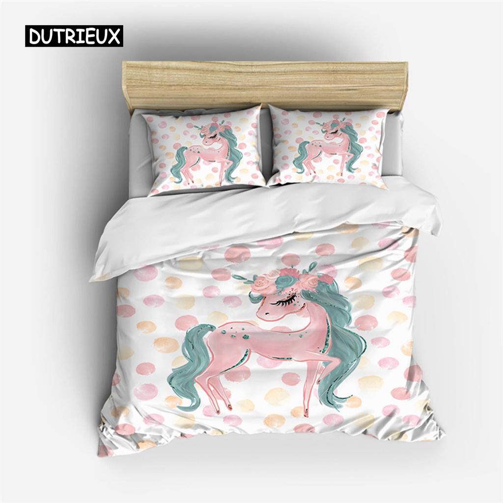 Cartoon Ballet Dancing Girl Duvet Cover Set Twin Size Kids Bedding Princess Nordic 150x90cm