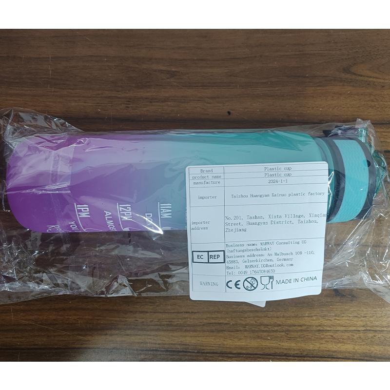 1000ml Colorful Frosted Water Bottle Motivational Drinking Bottle Sports Water Bottle With Time Marker Portable Reusable Cups
