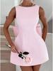 European & American Summer Women's Pearl Bow A-line Backless Dress