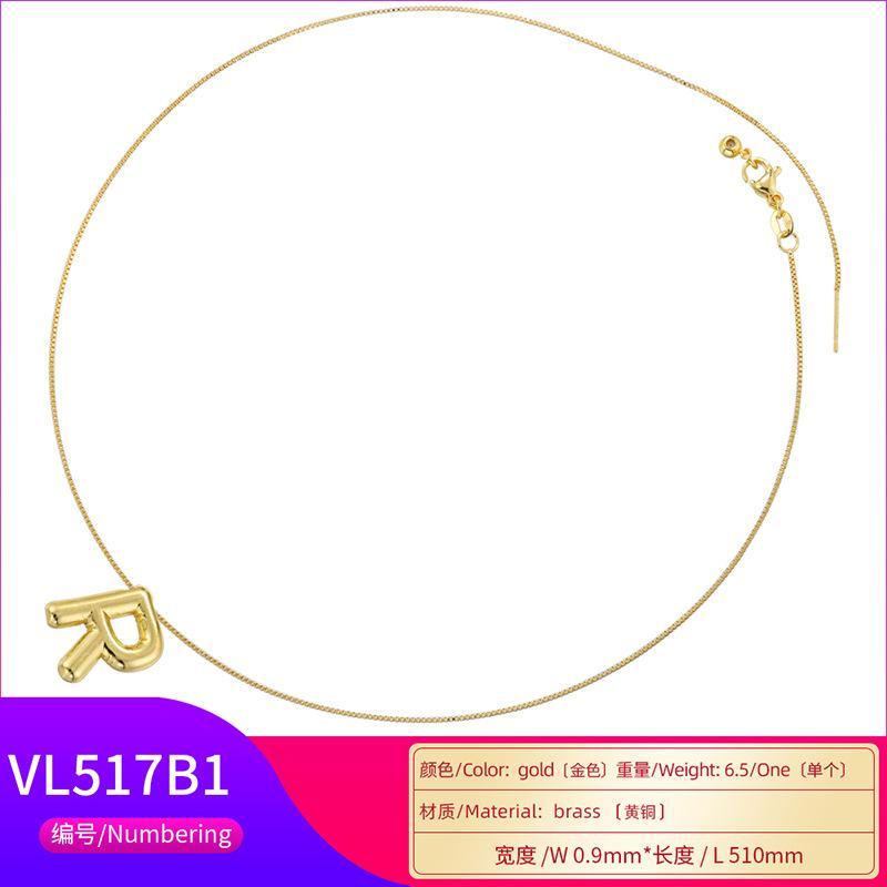 Glossy Balloon Letter Necklace Simple Chubby 26 English Letter Clavicle Chain Vl517