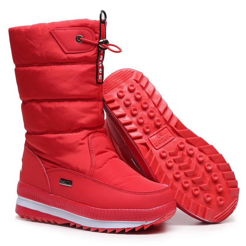 Winter snow boots women's tall cotton boots winter thickened waterproof and non-slip piled large size cotton shoes thickened