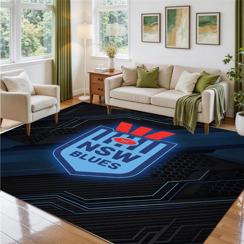 NSW Blues Design Crystal Velvet Rug Soft Decorative Mat for Bedroom Entrance