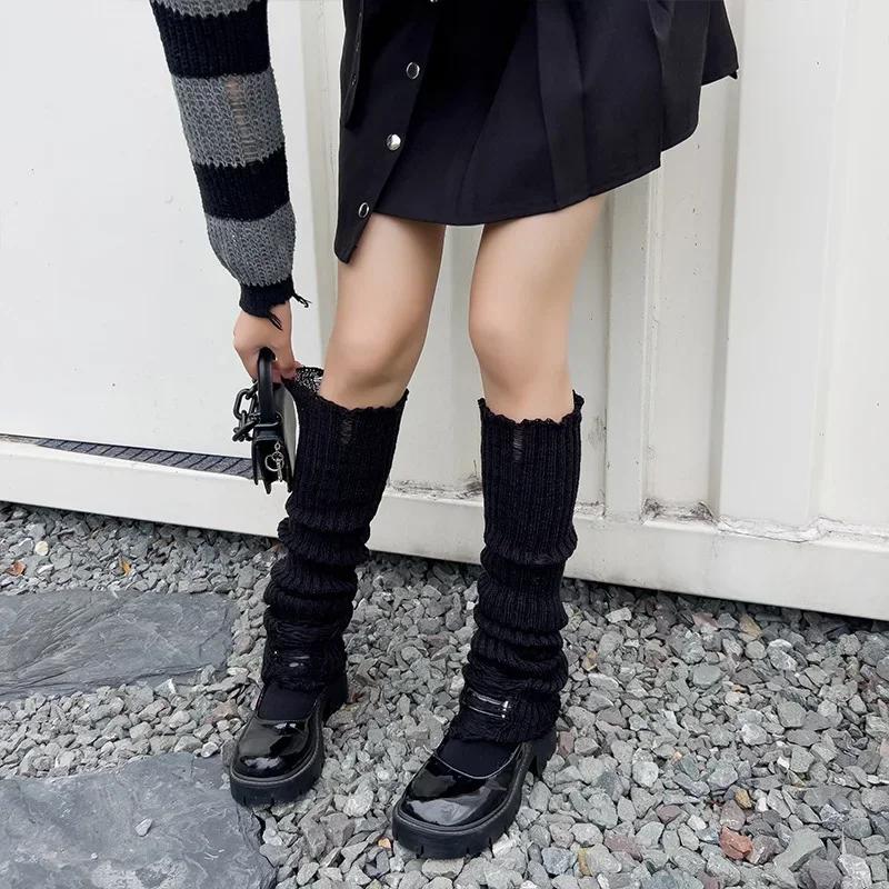 Y2K Harajuku Japanese Lolita Style Leg Warmers for Women Ankle Warmer Gothic Long Socks Knitted Cosplay Heap Heap Socks