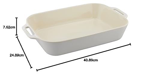 STAUB Rectangular Dish, Ivory, 34 X 24 Cm, Ceramic Gratin Dish, Oven and Microwave Safe [Official Japanese Product] Dish 40511-887