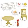 Mini Kitchen Furniture Set 1/12 Desk and Chair with Tableware Playset Dinner Toys Model