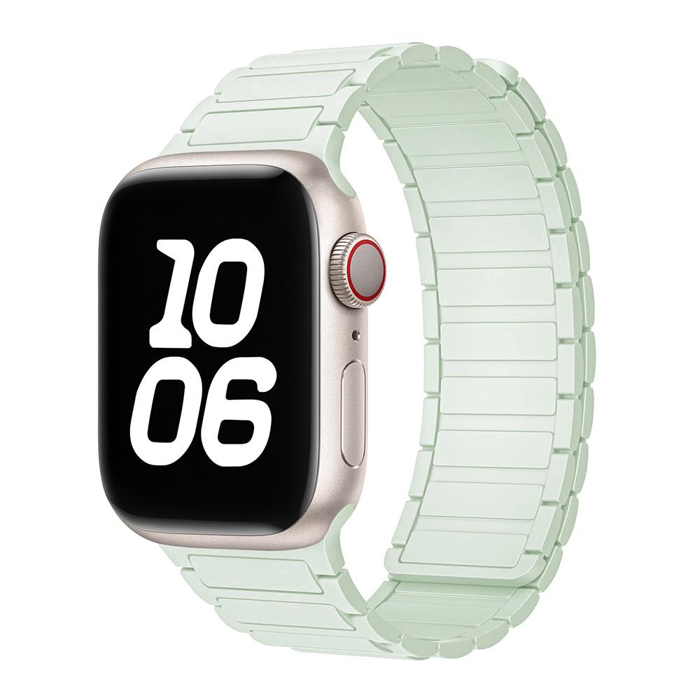 Blassminzgrünes magnetisches gewebtes Silikonarmband für Apple Watch Series 1-10