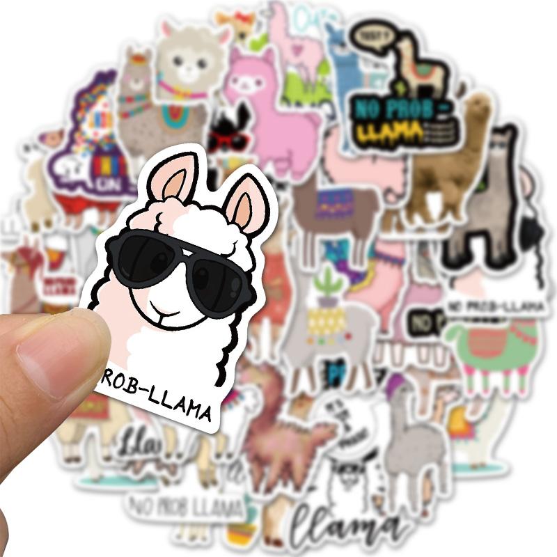 50Pcs Cute Cartoon Llama Alpaca Cute Kawaii Camel Sheep Animal Stickers For Kids Skateboard Case Bike Waterproof Stickers
