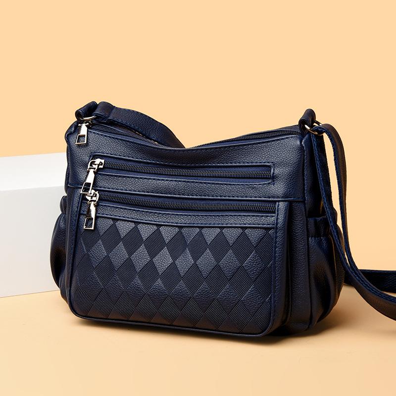 

Модная сумка через плечо из искусственной кожи для женщин, большая вместимость, многослойная сумка через плечо для повседневного использования синий