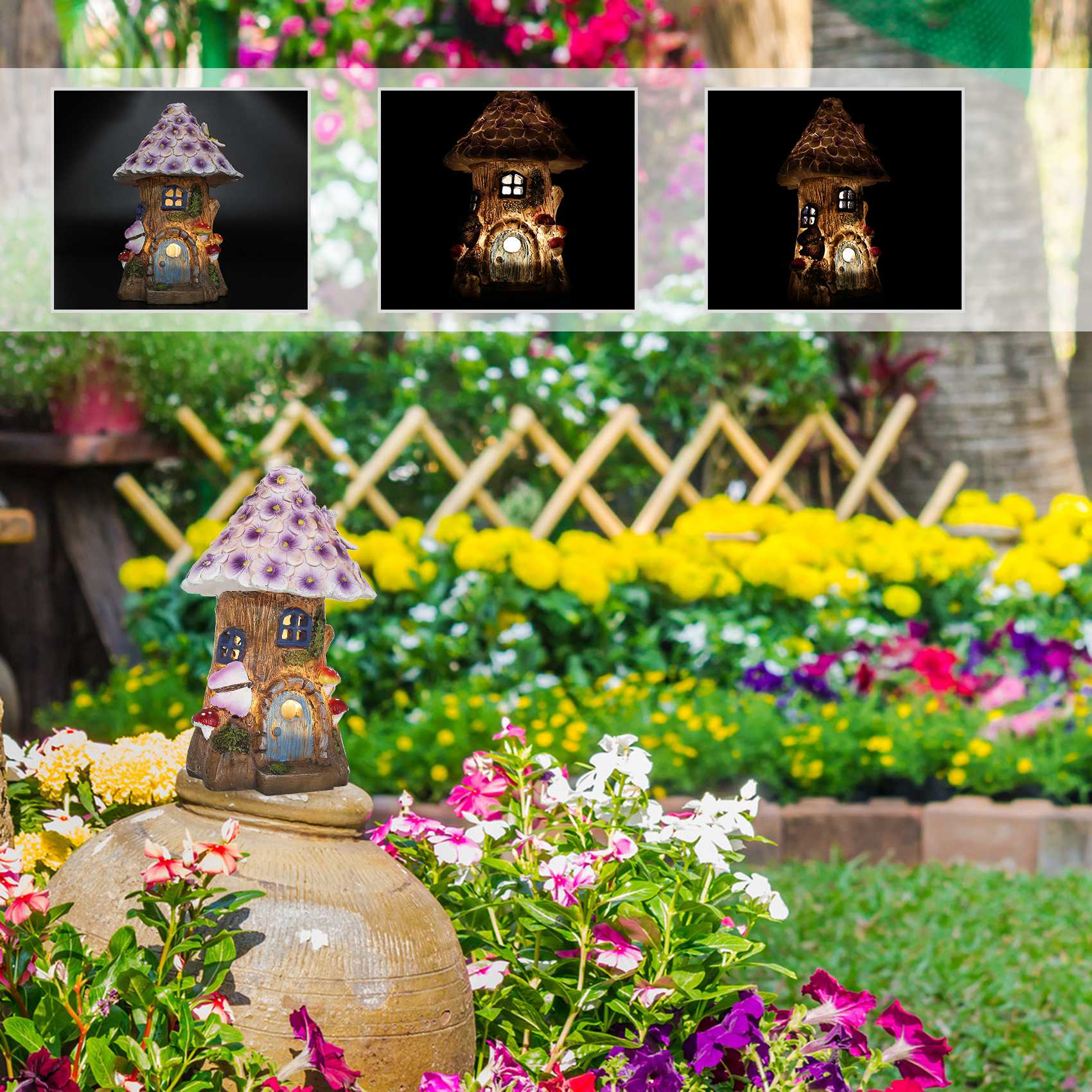 M-Современный-Сказочный Садовый Домик Солнечные Садовые Статуи Скульптура Миниатюрная Фигурка Домик на Дереве Декор Газон Садовые Украшения Декор