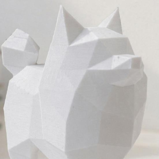 Geometric Low-Poly Dog Statue, 3D Printed Mini Dog Ornament, White Cute Puppy Figurine, Modern Desktop Decoration for Home Office Gift Ideas