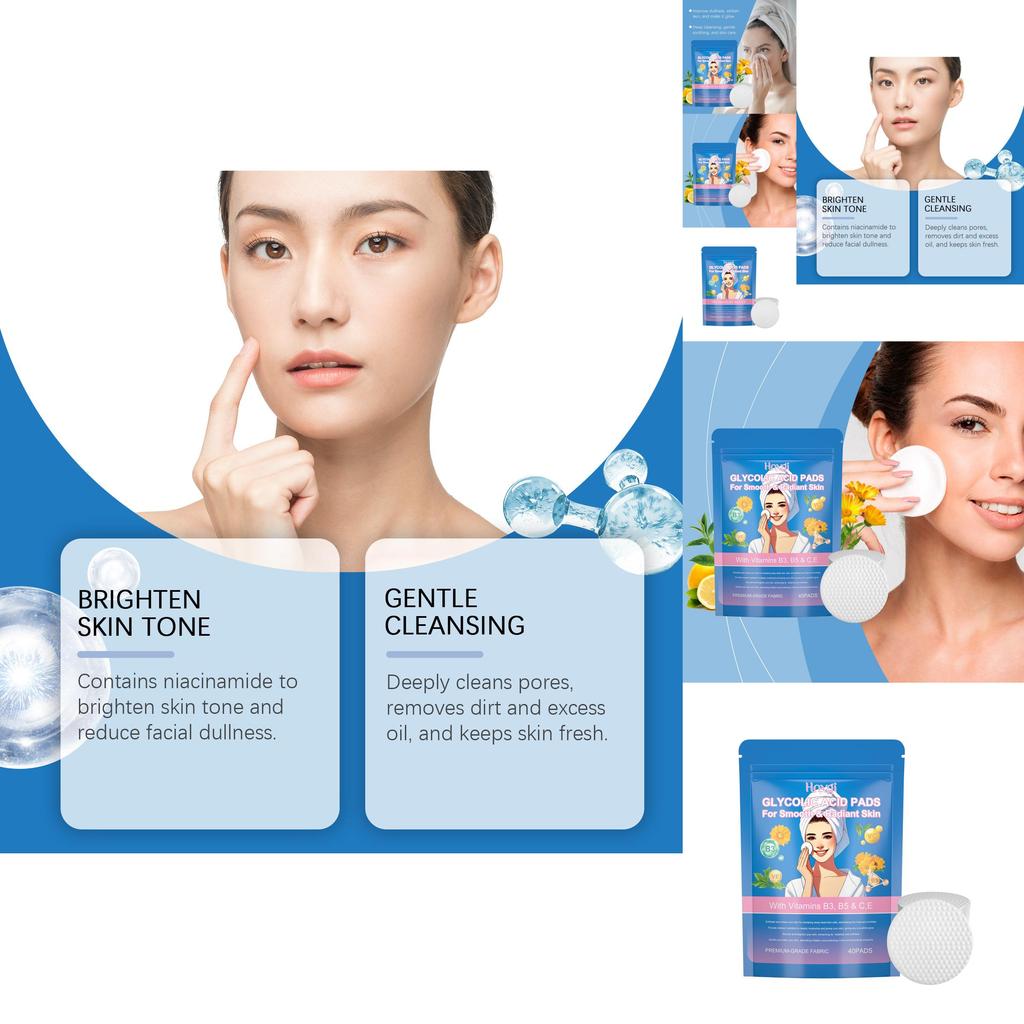 Hoygi Exfoliating Glycolic Acid Facial Pads For Deep Pore Cleansing And Nourishing Skin