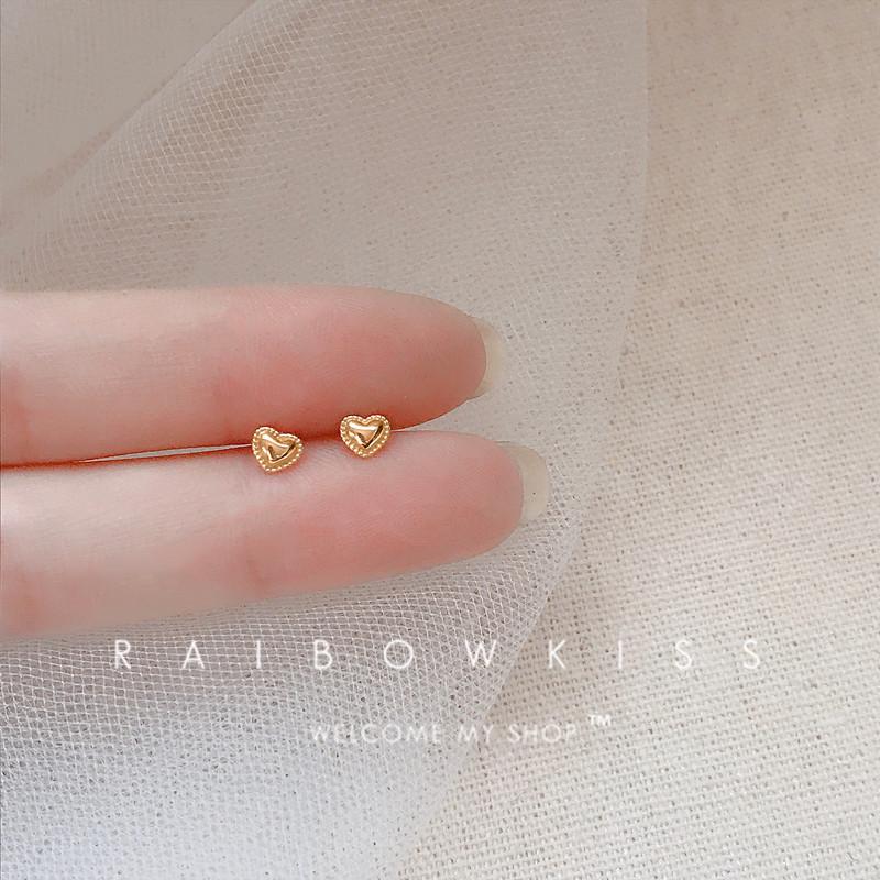 Gold Color Silver Plated Mini Butterfly Heart Stud Earrings For Women Cartilage Helix Tragus Piercing Jewelry Gift
