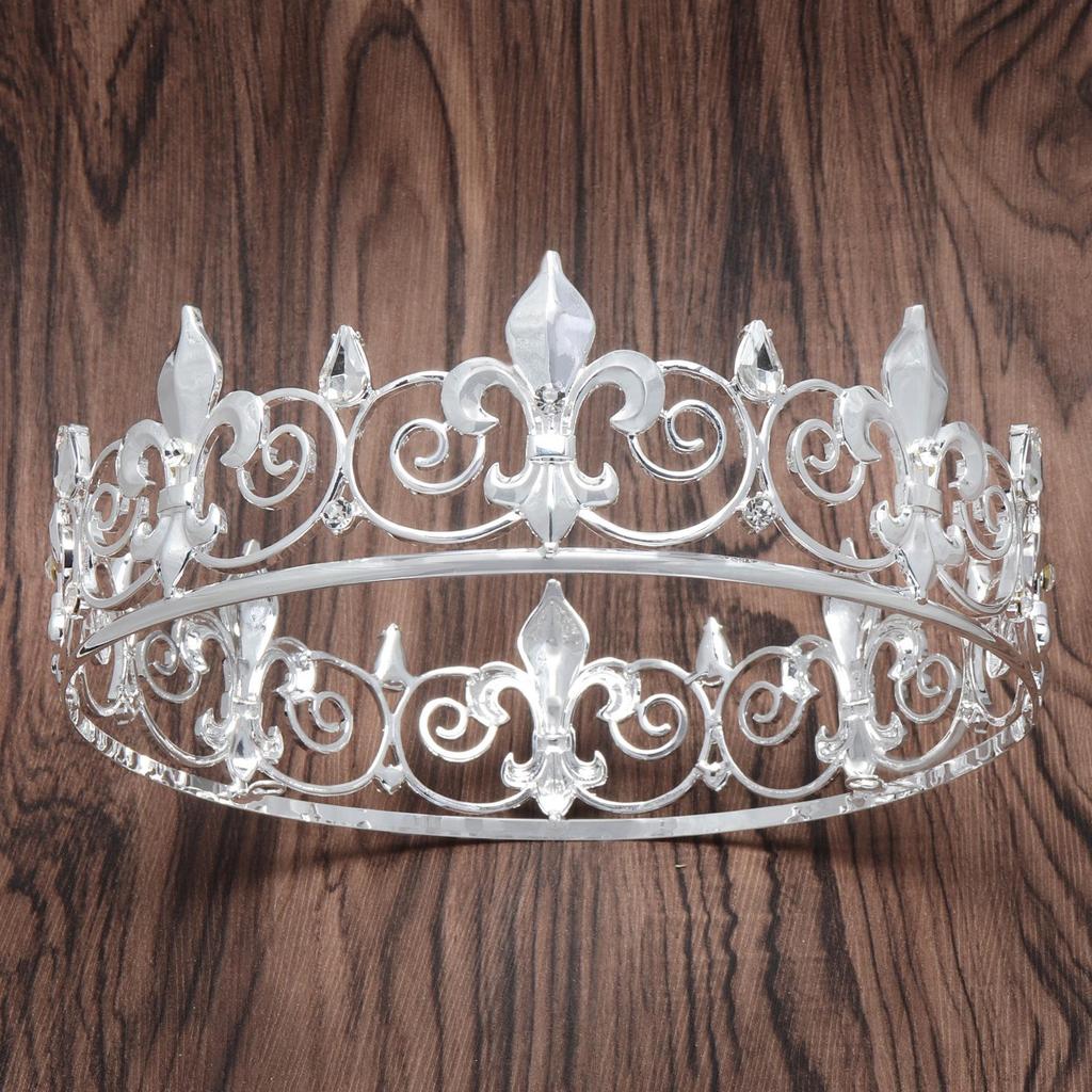 European Baroque Gold Rhinestone Bride Crown with Gunpoint Design