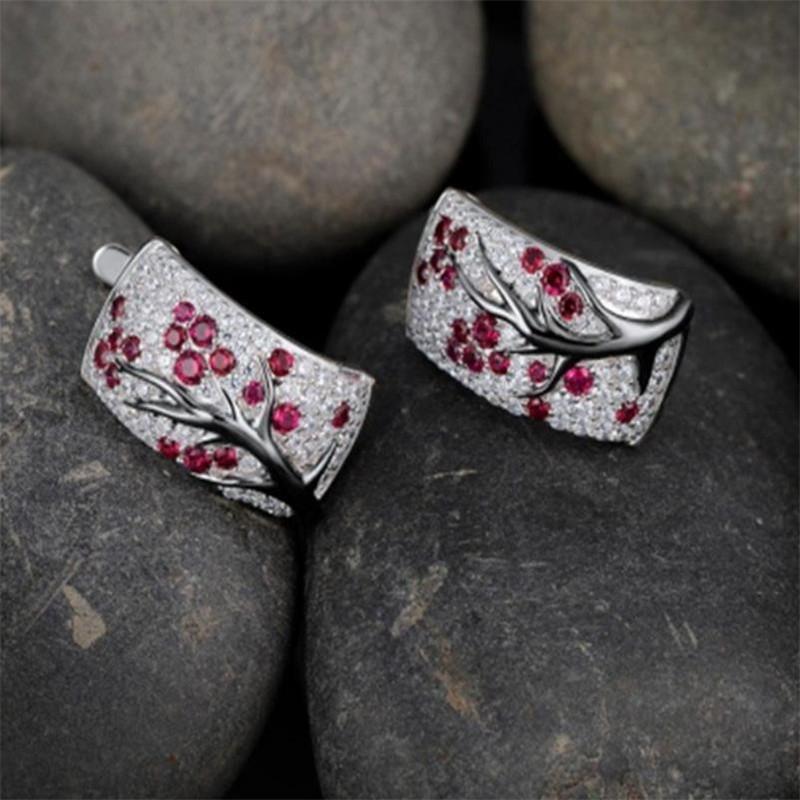 Top Quality 925 Sterling Silver Earrings for Women Jewelry Fashion Zircon Flower Girls Hoop Earrings Accessories Female