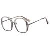 Personalized Round Large Frame Flat Mirror, Metal Anti-Blue Frame Glasses
