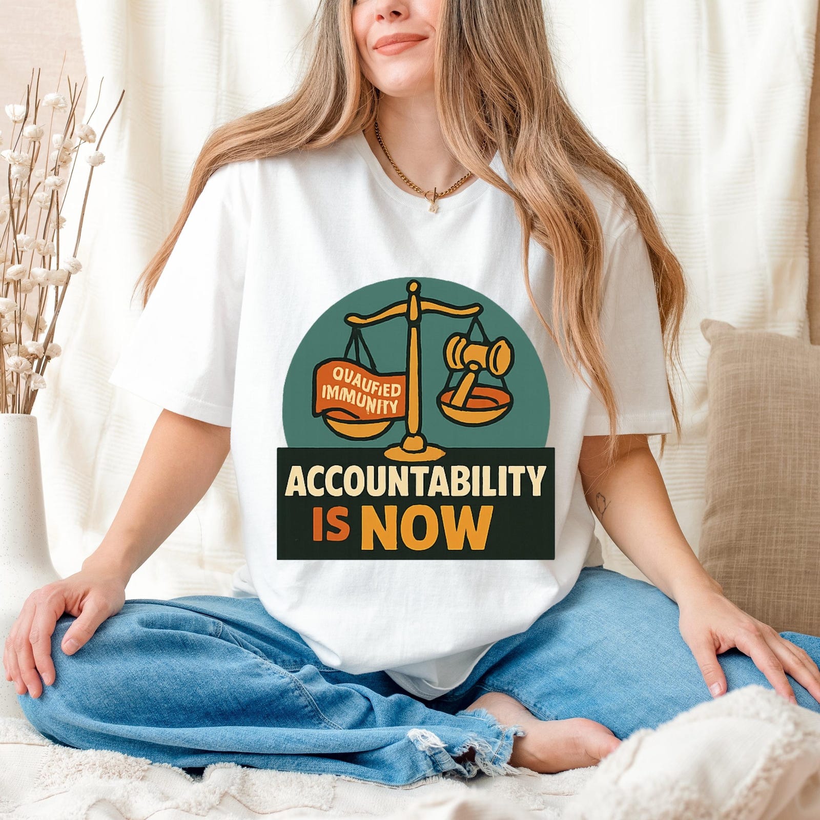 Футболка «Отменить квалифицированный иммунитет» – Ответственность теперь Графическая футболка, Унисекс футболка «Правосудие Pr» S