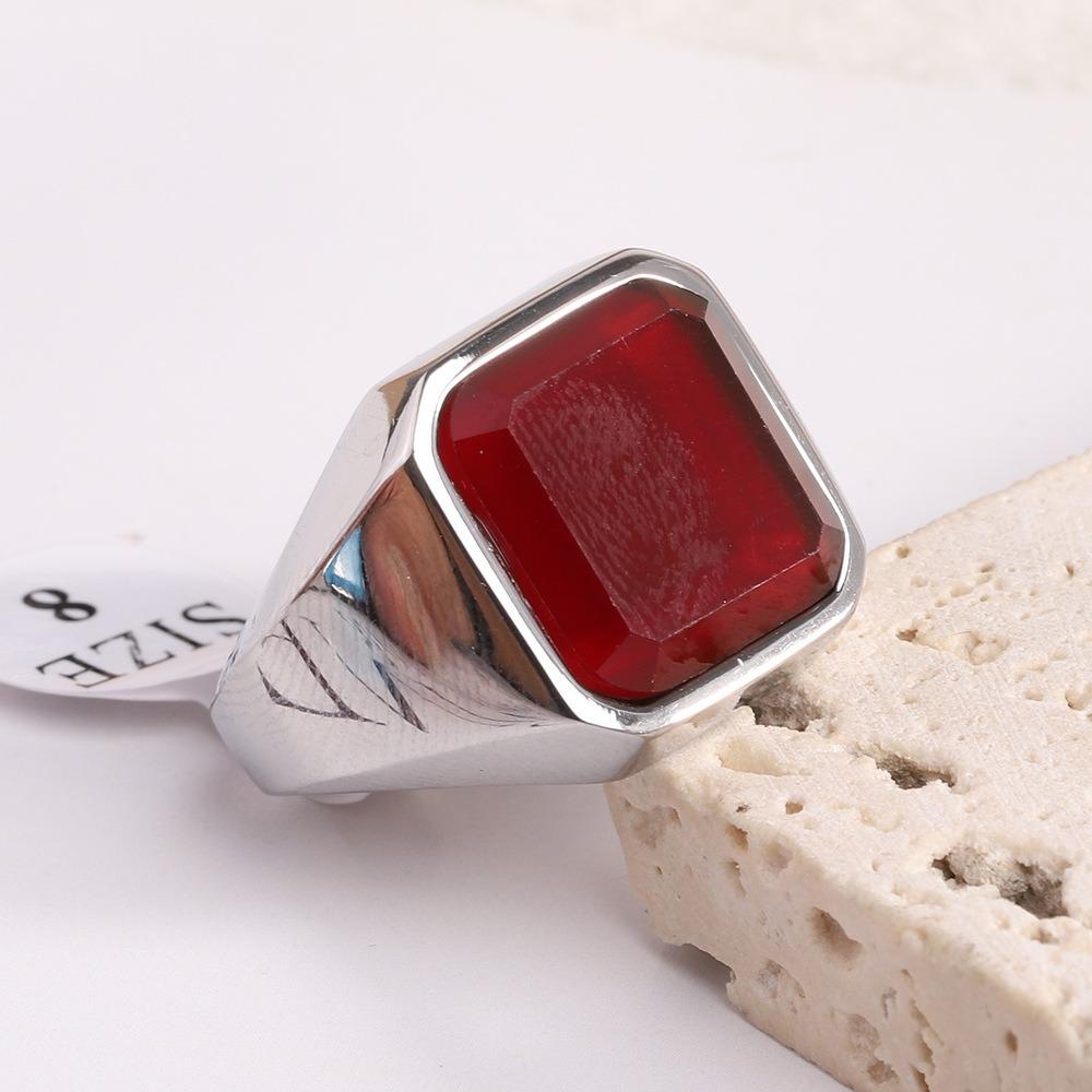 Edelstahlring Trendige Mode Minimalistisch 13MM Quadratischer Diamant Eingelegt Eleganter Unisex-Ring