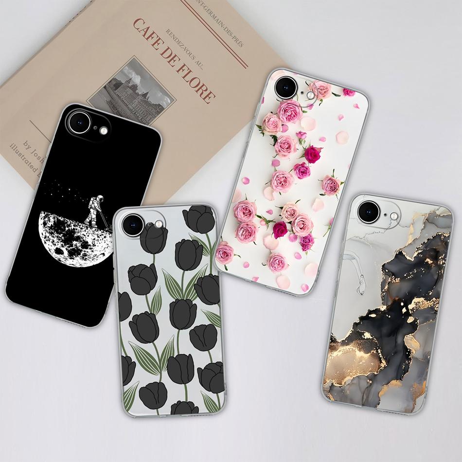 

For iPhone 16E Case Fantasy Flower Transparent Phone Housing For iPhone16E/iPhone SE 2025 Soft Slim Shockproof Back Cover Funda For iPhone 16E -2025