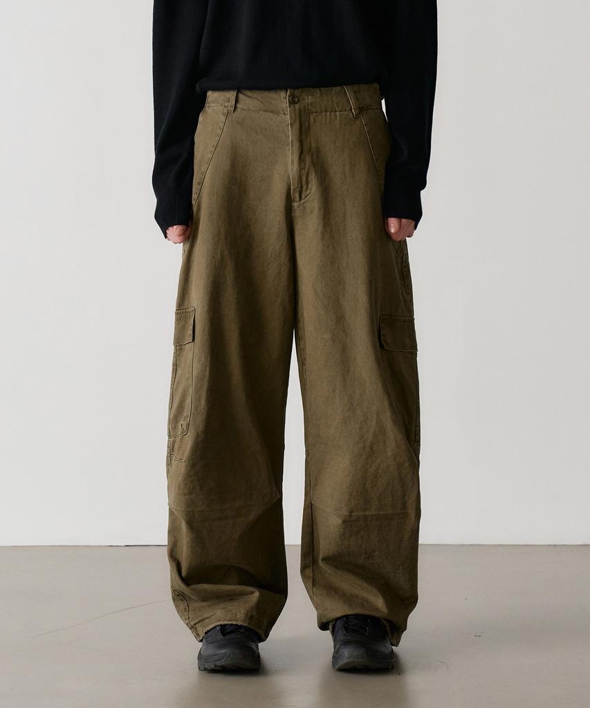 KNOUUN Washed Cargo Pants (Khaki)